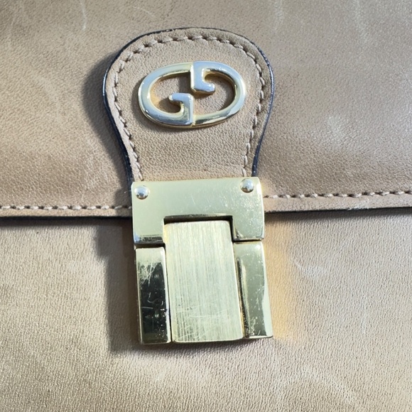 Rare Genuine Vintage GUCCI Tan Leather Clutch Wristlet Bag Made In Italy - Picture 8 of 14